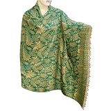 Handmade Cotton Shawl With Leaf Design For Casual And Evening Wear From India (Free Shipping) Shwl0083r