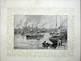 1886 VIEW MELBOURNE YARRA AUSTRALIA SAILING SHIPS ART