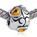 Heart Shaped November Birthstone European Bead Yellow
