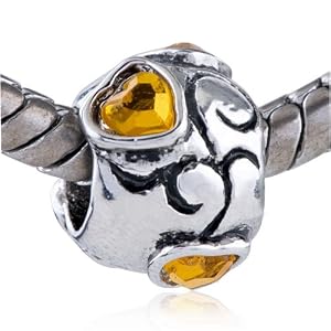 Buy Heart November Birthstone Yellow European Charm Bead - Pandora Bracelet Compatible by Pugster