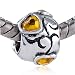 Heart Shaped November Birthstone European Bead Yellow