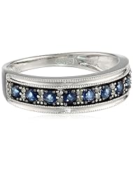 White-Gold Diamond and Sapphire Ring (0.1cttw, G-H Color, I1-I2 Clarity)