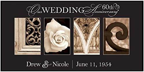 60th Anniversary Gifts Personalized Love Plaque with couples names and Anniversary date