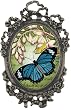 Lavishy Butterfly Brooch Pin in Antique Silver Plated French Mirror Frame