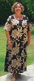Regular & Plus Size Round Neck Long Dress - Orchid Monstera Hawaiian Aloha Caftan/Kaftan Style Evening Dress