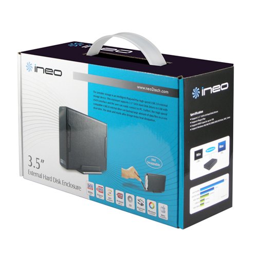 ineo I-NA306Ue, 3.5-Inch External SATA Hard Drive Enclosure Fast Installation Leather Coating (Black)
