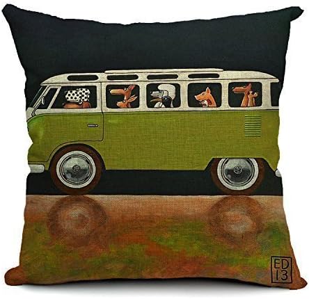 Cesttee Decorative 18 x 18 Inch Cotton Linen Square Throw Pillowcase Pillow Cover Cushion Case Dog