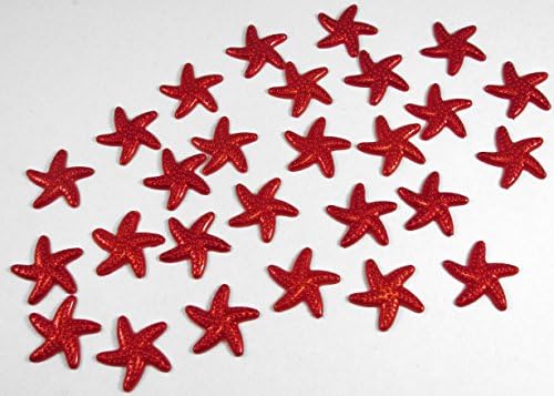 50 Red Starfish Pearl Finish, Flat Back Beads Cabochons for Scrapbooking &amp; Design