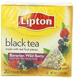 Lipton Black Tea, Bavarian Wild Berry, Premium Pyramid Tea Bags, 20-Count Boxes (Pack of 6)