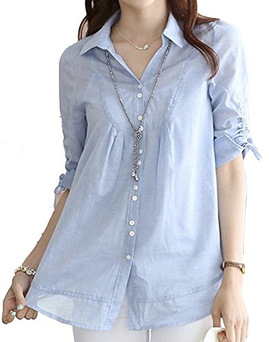 シャーリング袖 ロング シャツ ブラウス トップス 七分袖 無地 シンプル きれいめ レディース セレブ ファッション