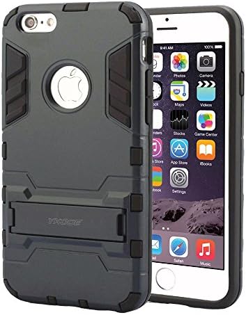 iPhone 6 Case,robot Kickstand Bumper Rugged Shock Absorbing Protective Case for Apple Iphone 6 4.7 Inch (6 Black)