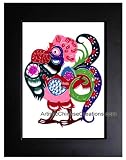 Chinese Framed Art / Chinese Crafts: Framed Chinese Paper Cuts - Zodiac Symbol / Rooster