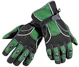 REFLECTIVE LEATHER MESH MOTORCYCLE BIKE GLOVES Green