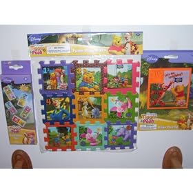 Disney My Friends Tigger and Pooh Foam Play Mat and Domino Game and Slide Puzzle (Sold As a Set) by
