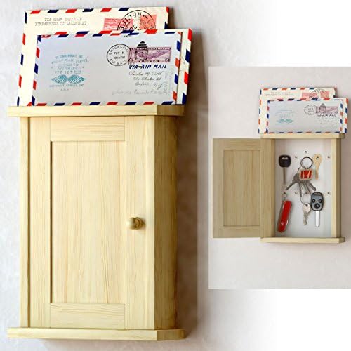 Wall Mount Key Holder Cabinet with 10 Hooks , French Country Style , Solid Pine Wood , Great for Home or Office , Ships Fully Assembled ...