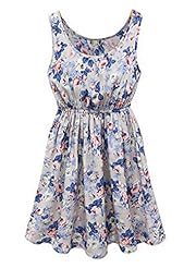 Sexy Pleated Sleeveless Summer Floral Print Skater Dress 