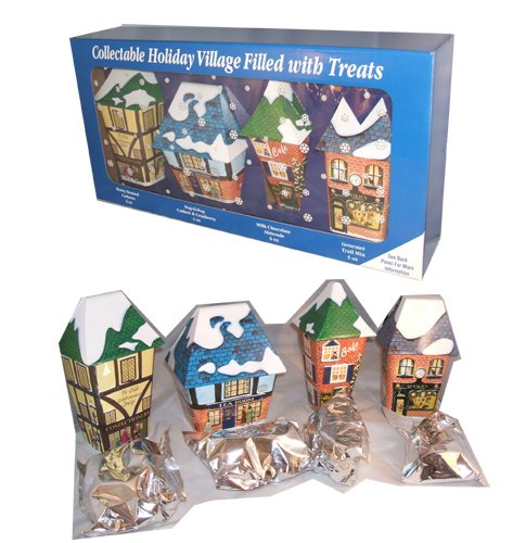 Christmas Holiday Village Vintage Collectible Gift Tins Filled with Nuts and Snacks
