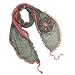 Acrylic & Mohair Fashion Two-Tone Ruffle Knitted Large Flowers Small Ball Tassels Ends Long Scarf - Various Colors