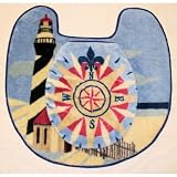 Lighthouse Bathroom Rug and Nautical Toilet Cover Case Pack 2