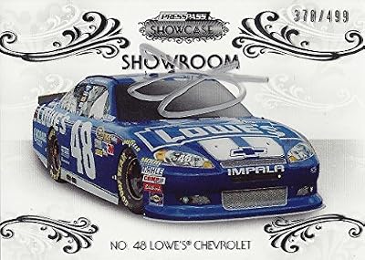 AUTOGRAPHED Jimmie Johnson 2012 Press Pass Showcase SHOWROOM (#48 Lowes Racing) Insert Signed Collectible NASCAR Trading Card with COA (#378 of only 499 produced!)