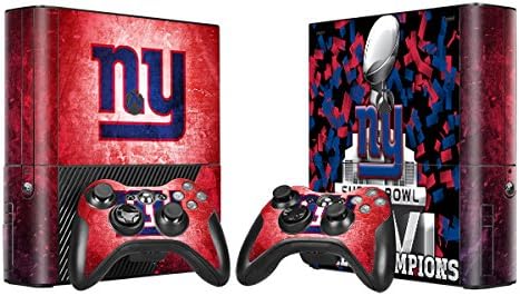 New York Giants Sticker Skin Set for Microsoft Xbox 360E Console+Controllers