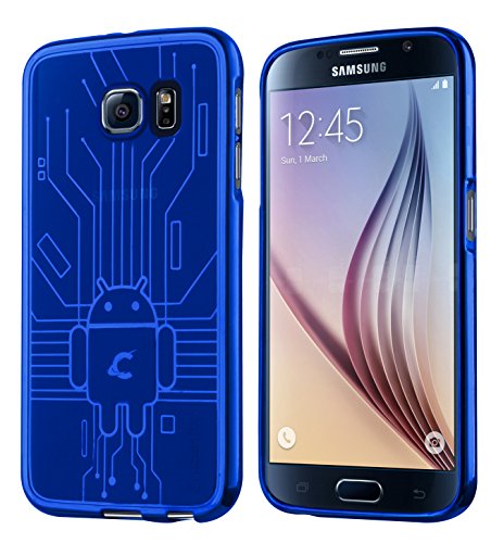 Galaxy S6 Case, Cruzerlite Bugdroid Circuit TPU Case Compatible with Samsung Galaxy S6 - Blue