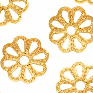 Gold-Plated-Open-Petal-Flower-Bead-Caps-6mm-50-