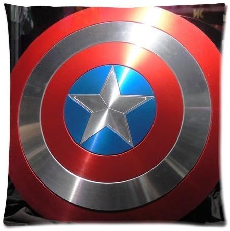 Superhero Series Captain America Shield Custom Zippered Throw Pillow Case 18x18 inch (two side)