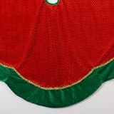48 Inch Red Waffle Velvet Tree Skirt with Green Border