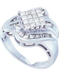 1.00CTW PRINCESS BAGGUETTE DIAMOND LADIES INVISIBLE RING