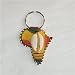 Hand Made Leather Africa Map Keyring Key Chain Holder With Cowry Shell - Traditional African Colors Image