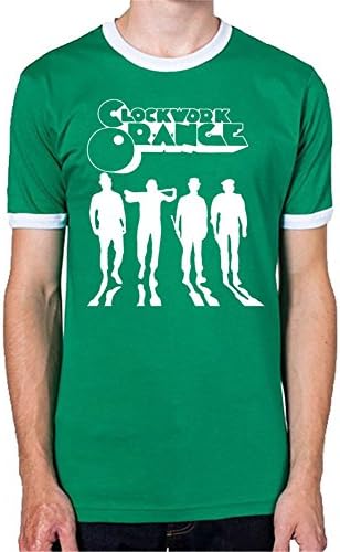 Tinage Clockwork Orange Tshirt Mens Cotton Ringer T-Shirt for Summer Green White S