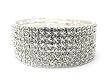 Silvertone Seven Row Rhinestone Stretch Bracelet Fashion Jewelry