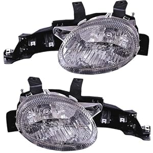 1995-1999 (1996 1997 1998 95 96 97 98 99) Plymouth Neon Headlight Assembly (Diamond) - One Pair (Both Driver and Passenger Sides) - DOT Certified Headlamp