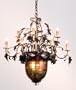 34"W Greenbriar Oak 9 Arm Chandelier