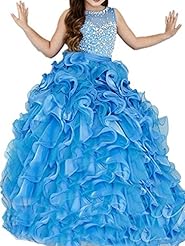 Organza  Lace Beaded  Ball Gown Pageant Dress/Prom Dress/Party Dress 