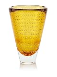 Badash Crystal Dots Round Vase, Amber, 8.5"
