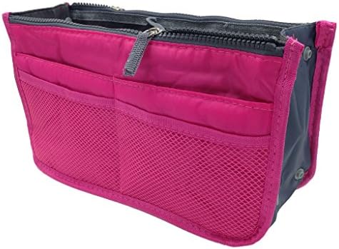 Kuforu Handbag Pouch Bag in Bag Organiser Insert Organizer Tidy Travel Cosmetic Pocket (11.4x6.7x3.5 in.)- Hot Pink
