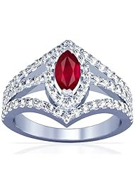 Platinum Marquise Cut Ruby Ring With Sidestones