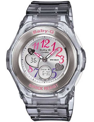 Casio Women's BGA101-8B Baby G Multi Color Dial and Clear Grey Resin Strap Watch