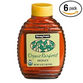 Honey Tree Organic Rainforest Honey, 16-Ounce Plastic Flat (Pack of 6)