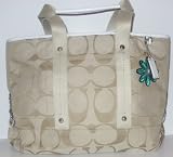 Coach F18855 Khaki White Kyra Signature Shopper Tote New with Tags