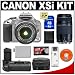 Canon Digital Rebel XSi Digital SLR Camera Body (Silver) & EF-S 18-55mm IS Lens + EF 75-300mm III Lens + BG-E5 Battery Grip + 8GB SD Card + Case + Cameta Bonus Accessory Kit