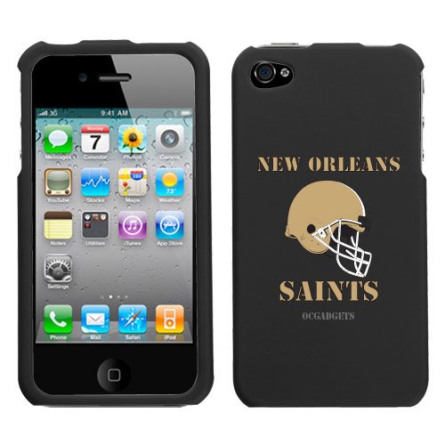 iPhone 4 4S New Orleans Saints Black Superior Helmet Snap on Hard Cover