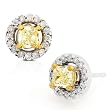 One of a Kind 1.00ctw Certified Fancy Yellow Diamond Stud Earrings in 14kt White Gold