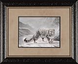 Snow Leopard (Fleeting Encounter) Charles Frace' 23x19 Gallery Quality Framed Print Jungle African