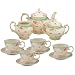 Gracie China Vintage Green Rose Porcelain 11-Piece Tea Set