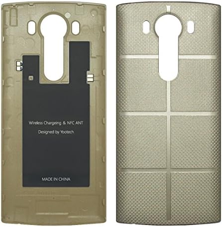 LG V10 Leather Battery Door Rear Cover Replacement with NFC &amp; QI Charging (Gold)