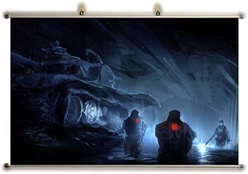 Canvas Wall Scroll Poster (32x20 inches) Military Sci Fi Soldier Tank Underground_694110