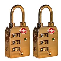 2 x High Security 3-Dial TSA Combination Luggage Locks With SEARCHCHECK (GOLD)
